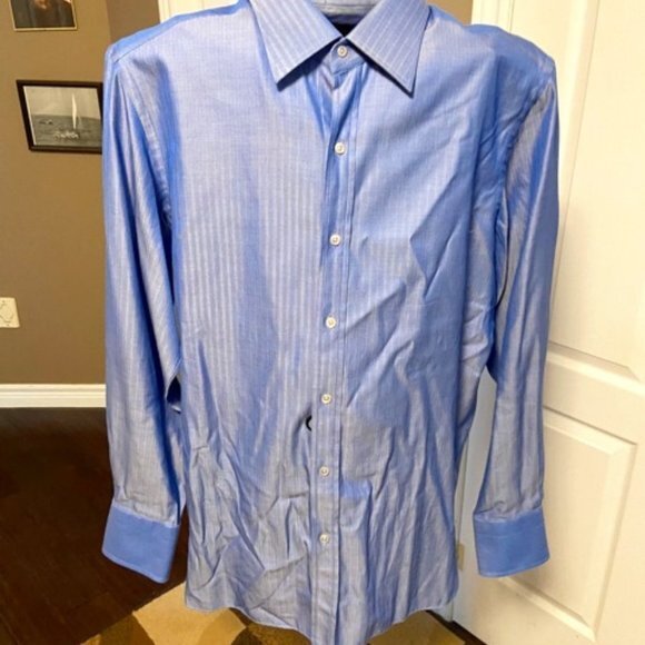 Tom Ford 100% Cotton Herringbone Dress Shirt in Size 43 EUC - Picture 1 of 15